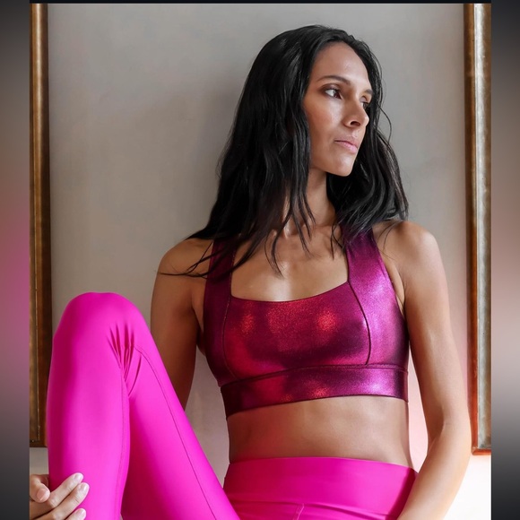 Heroine Sport Metallic Rose Pink Cycling Bra & Marvel Legging Set S - Picture 3 of 9